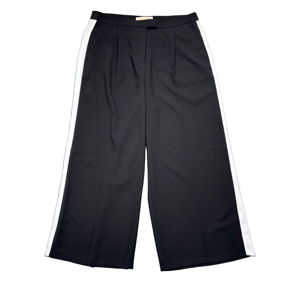 Michael Kors Wide Leg High Rise Tux Crop Pants Pleat Lightweight - M (30x23)